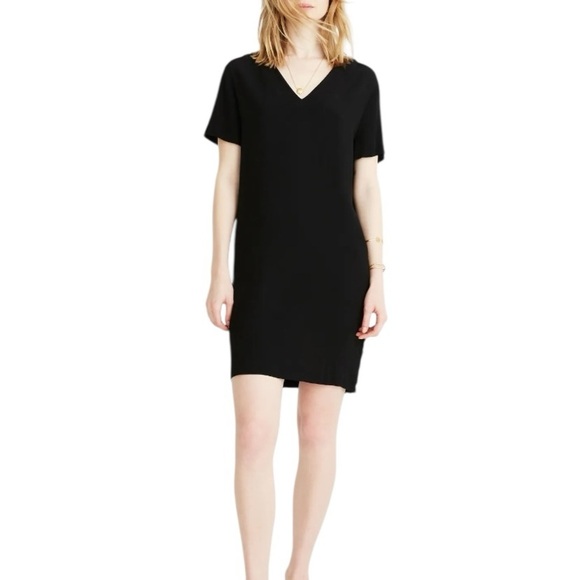 Madewell Black Side-Button Easy Shift Dress - Picture 2 of 8